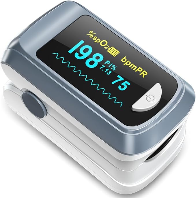 Fingertip Pulse Oximeter Blood Oxygen Saturation Monitor Pulse Ox, Heart Rate by HealthTree