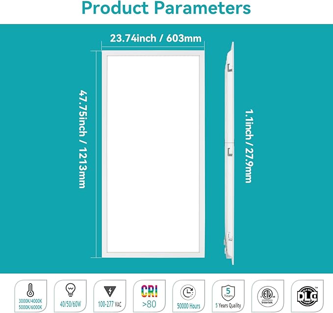 VocgoUU 2x4 LED Flat Panel Light – 12 Pack, 3 Wattage 40W/50W/60W & 4 CCT - Image 7