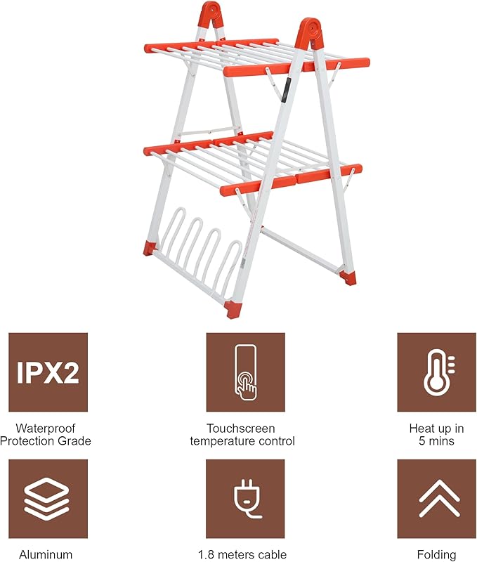 SHARNDY Electric Heated Clothes Drying Rack, Foldable Heated Garment Dryer - Image 5