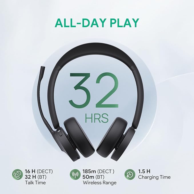 Yealink WH64 DECT & Bluetooth Dual Teams Wireless Headset, 606 ft Range On Ear - Image 4