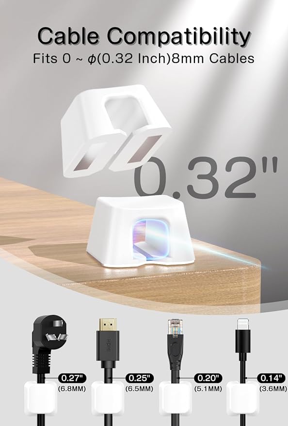 Viaky 8 Pack Magnetic Cable Clips, Large Size Under Desk Cable Management - Image 4