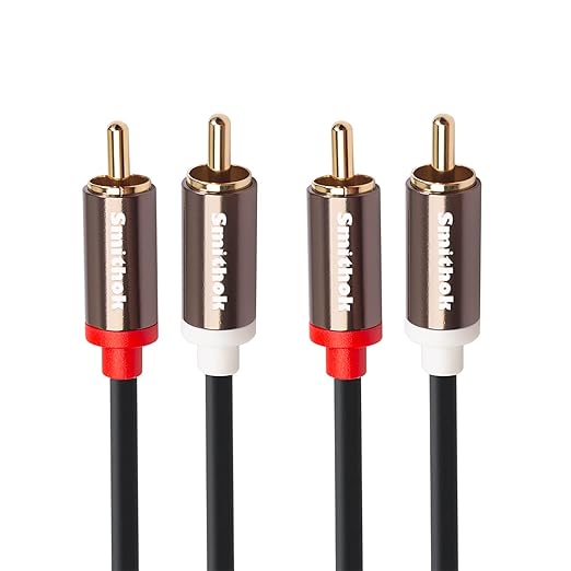 Smithok RCA Cables 2 Pack, 2-Male to 2-Male RCA Audio Stereo Subwoofer Cable - Image 2