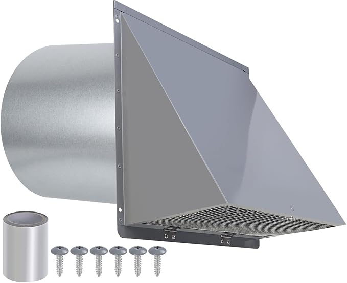 8 inch Hooded Wall Vent with Screen and Damper, Wall Vent Cover Exhaust Vent by JYINCPED