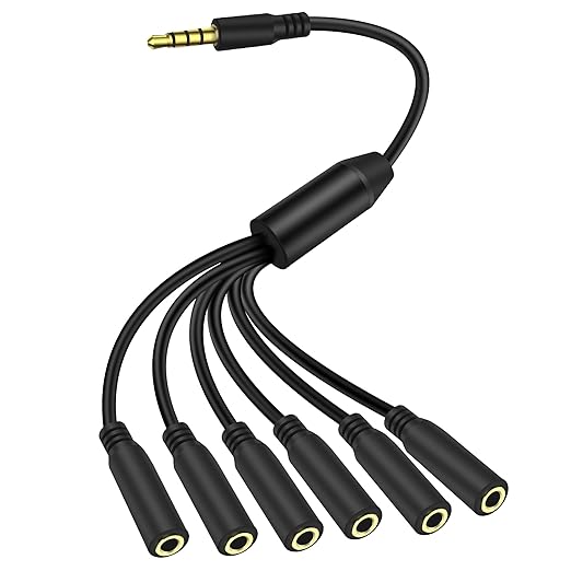 MEIRIYFA 3.5mm Splitter Cable 1 to 6 Ways, 1/8 inch 4-Pole/3-Rings TRRS 1 Male by MEIRIYFA