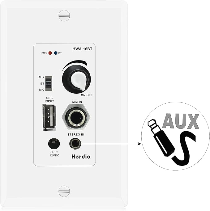 Herdio in Wall Audio Control Amplifier Receiver 2 Channel Wall Plate - Image 6