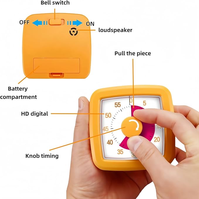 60 Minute Visual Timer for Kids and Adults, Non-Ticking 5.5 Inch Large Visual - Image 8