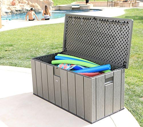 lifetime outdoor storage box, 150 gallon, side view