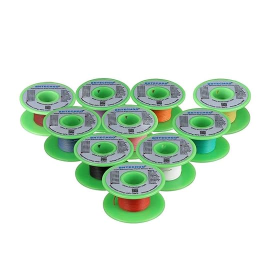 BNTECHGO 30 Gauge Silicone Wire Kit 10 Color Each 30 ft Flexible 30 AWG by BNTECHGO