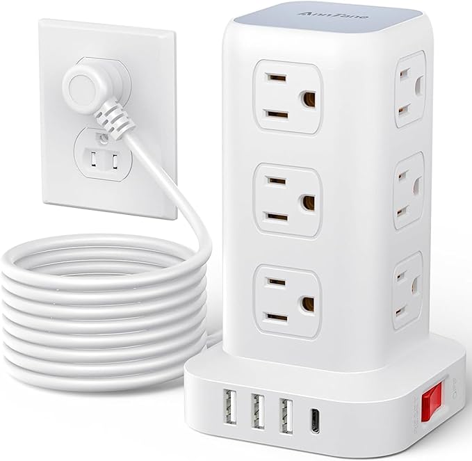 AnnTane Surge Protector Power Strip 10 FT Cord, Power Strip Tower by anntane
