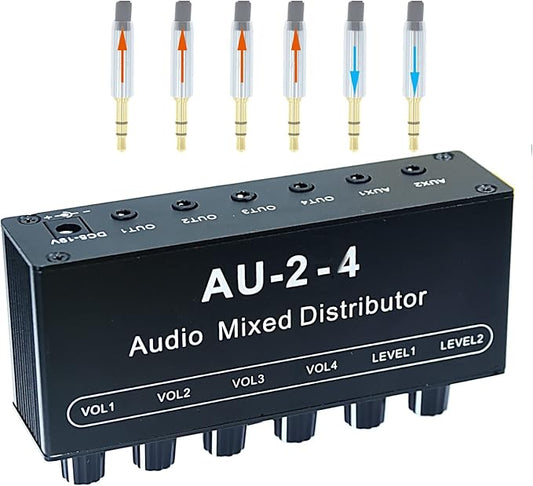 1/8" aux Input Mixing 2 in 4 Channel Way Out Headset Box Headphone Amplifier by Arklove