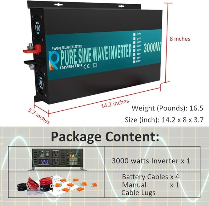 WZRELB 3000W 24V 110~120V Pure Sine Wave Solar Power Inverter - Image 6