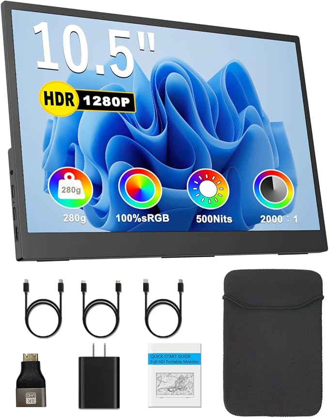 Viyivwine Portable Monitor 10.5'' 1920x1280 Second External Monitor by Viyivwine