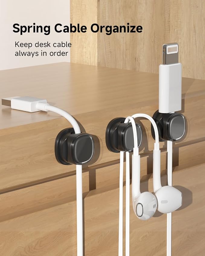 9 Pack Cord Organizer, Spring Cable Management, Adhesive Cute Cable Holder Clips - Image 2
