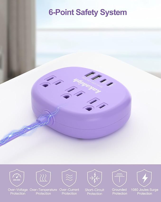 Purple Extension Cord - 10 FT Flat Extension Cord - Image 7
