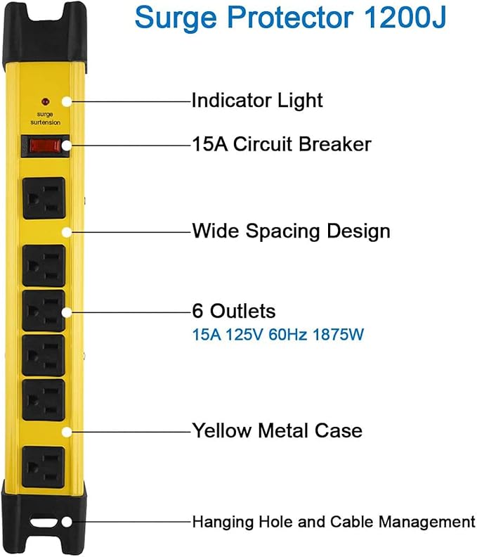 CCCEI Heavy Duty Power Strip Surge Protector - Image 2