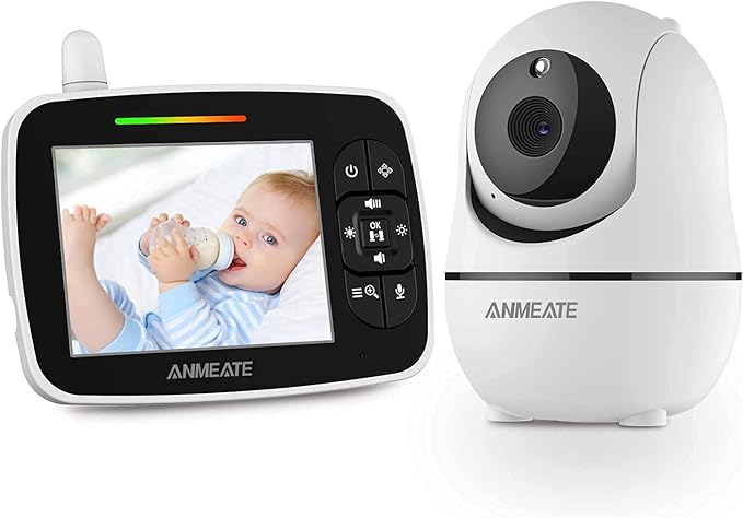 ANMEATE Baby Monitor with Remote Pan-Tilt-Zoom Camera, Large Display Video Baby by ANMEATE