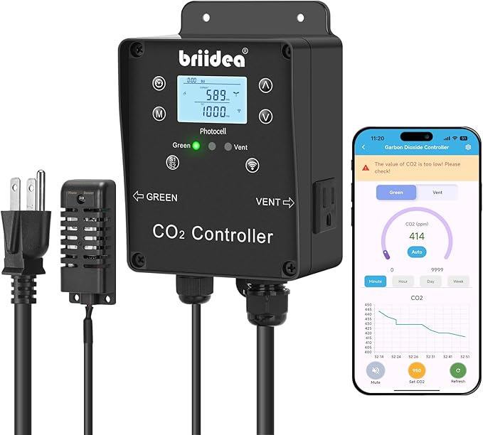 briidea Wi-Fi CO2 Controller for Grow Tent, Two-Plug System for CO2 Regulatos by briidea