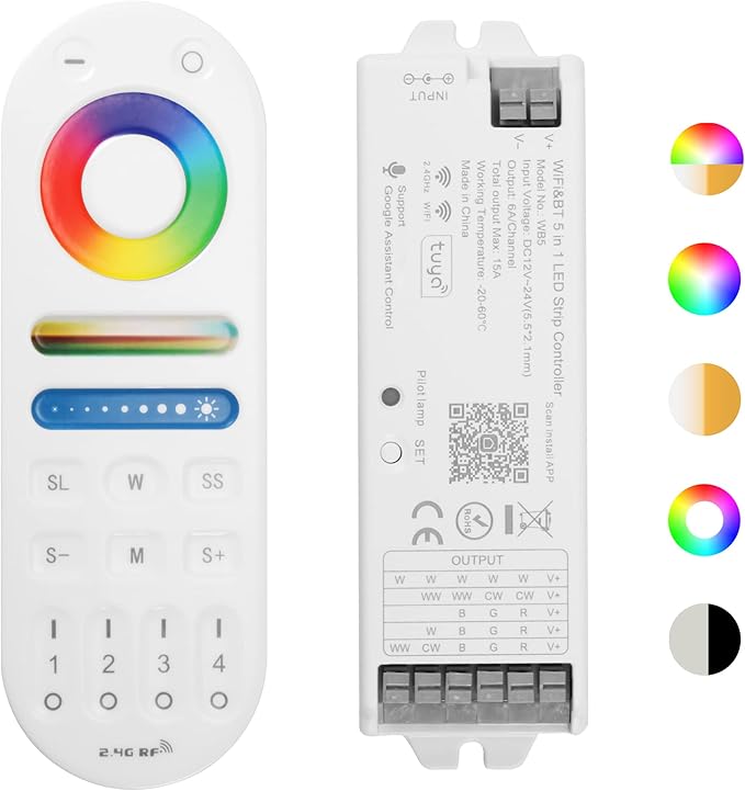 HUSUKU RS Series RGB CCT LED Controller Kit, 12-24V 180W-360W, RF Wireless by HUSUKU