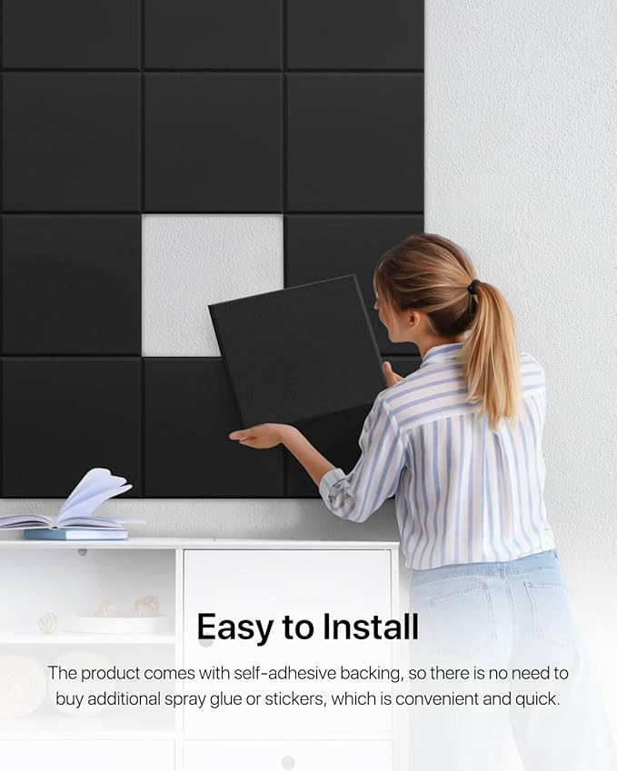 18 Pack Soundproof Wall Panels Self-Adhesive, Square Sound Proof Foam Panels - Image 6