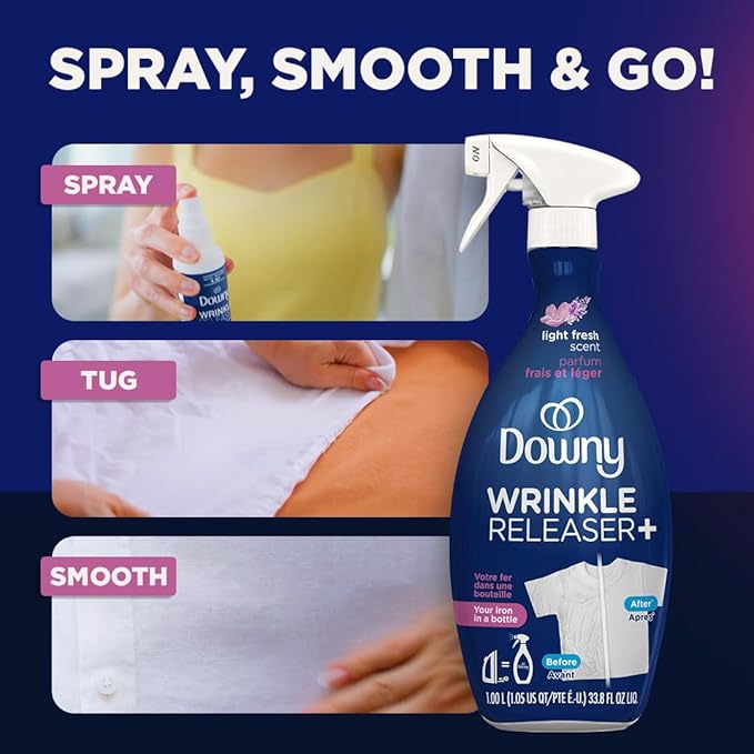Downy Wrinkle Releaser Spray, Travel Size Spray + 16.9 Fl Oz Pack of 2 - Image 3