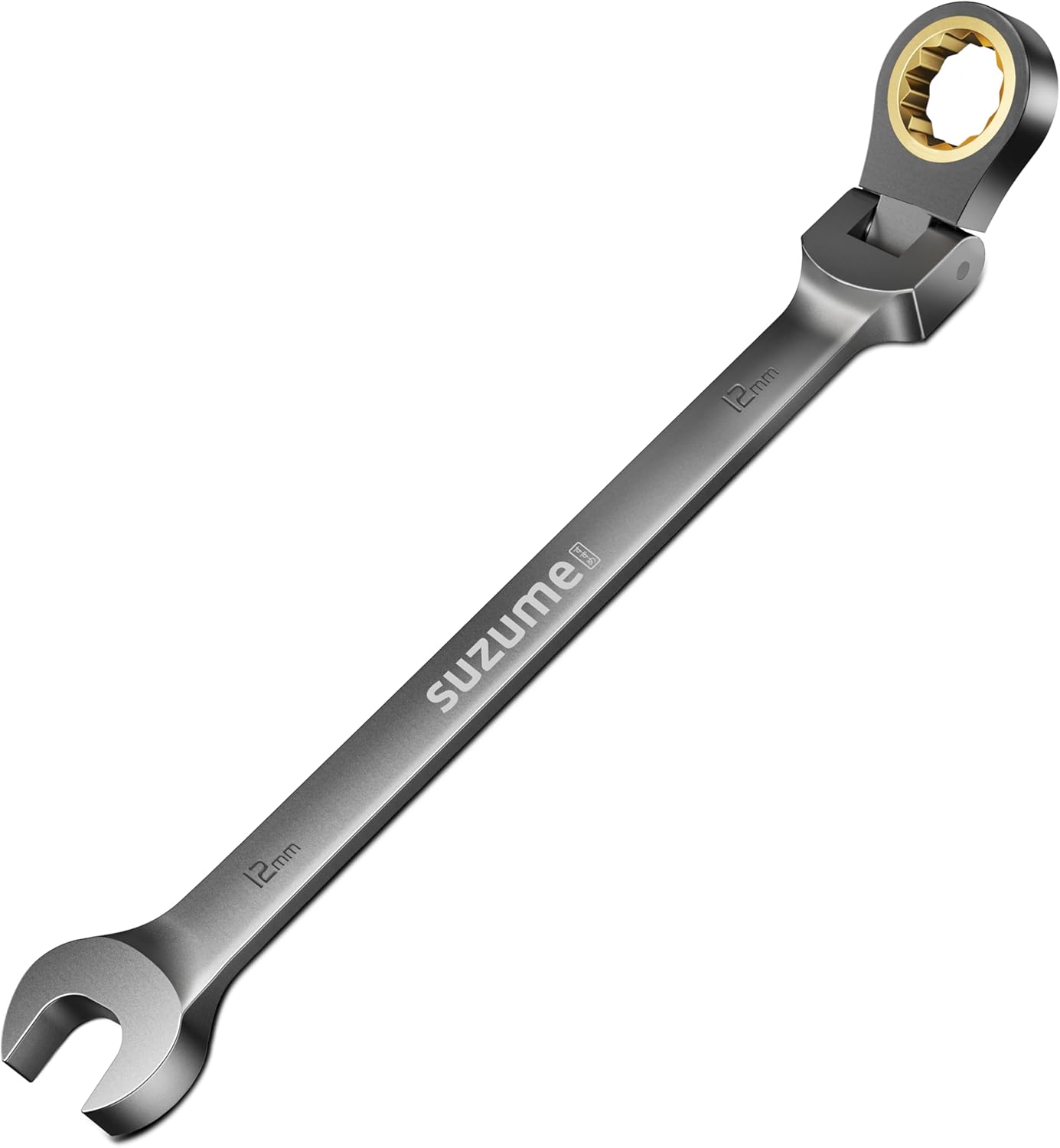 12mm Flex Head Ratcheting Wrench Metric 72 Teeth Cr-V Steel 15K+ Cycle Locked Gears with 180° Flexible Head Black Nickel Coating