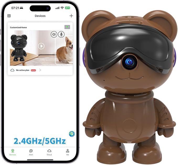 dzcctvipc Cute Bear 2K Robot & Pet Camera – Hidden Indoor Security, Motion & by DZCCTVIPC