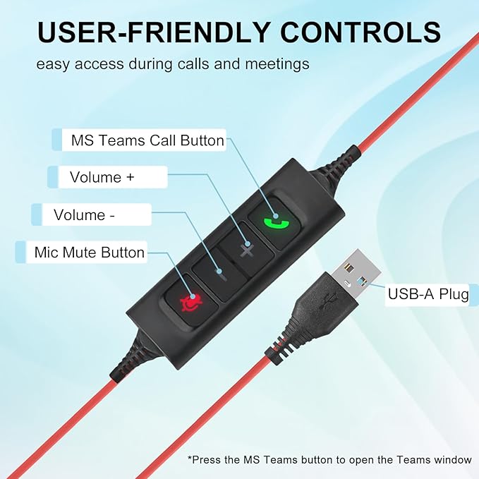 Callez Wired USB Headset with ENC Dual Noise Cancelling Mics, On-Ear Computer - Image 5