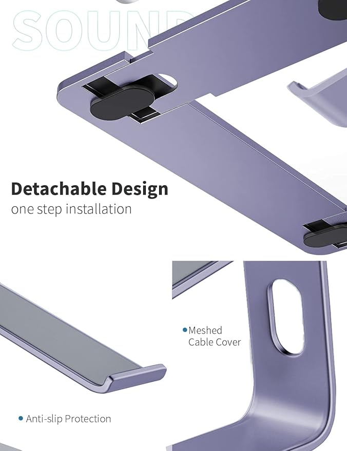 SOUNDANCE Laptop Stand, Aluminum Computer Riser, Ergonomic Laptops Elevator - Image 5