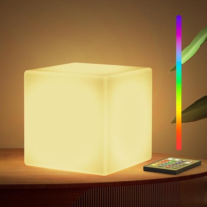 LOFTEK 7-inch LED Cube Night Lights: Rechargeable RGB 16 Colors Changing Light by LOFTEK