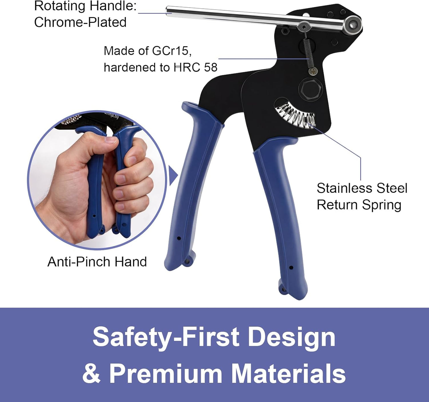 Metal Zip Ties Cutter, Stainless Steel Cable Tie Gun with Tensioning Installation Cutting Tool for Self-Locking Stainless Zip Ties with Free Zip Tie Release Tool, Dual-Hand Operation
