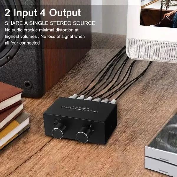RCA L/R Audio Switcher, 4-in-2-Out Analogue Audio Switch, Noiseless Stereo - Image 6