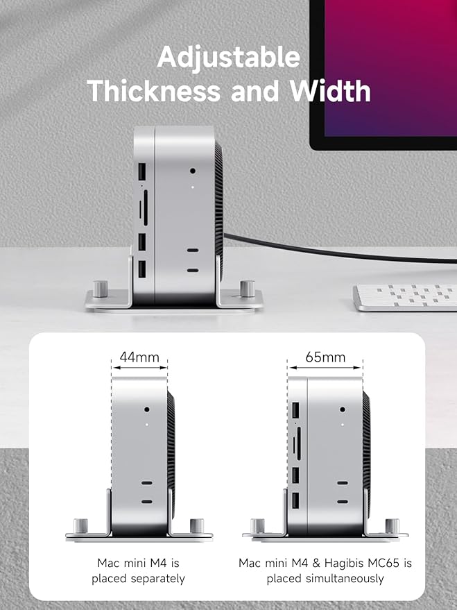 Hagibis Vertical Stand for Mac mini M4, Aluminum Alloy Laptop Stand Anti-Slip - Image 3
