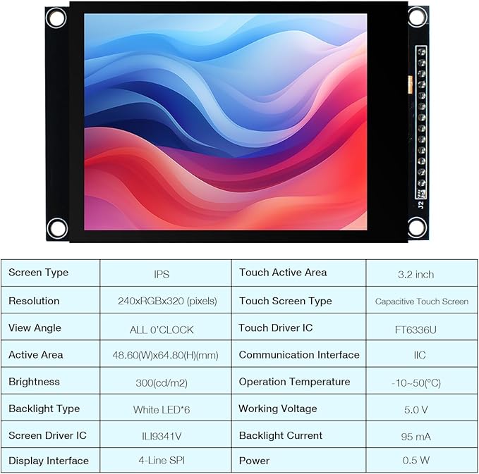 Hosyond 3.2 inch 240x320 IPS Capacitive Touch Screen LCD Module SPI Serial - Image 3