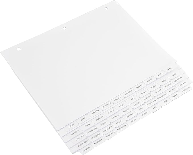 Exhibitindexes® State Divider Tabs/Indexes 3 Hole Punched - Image 3