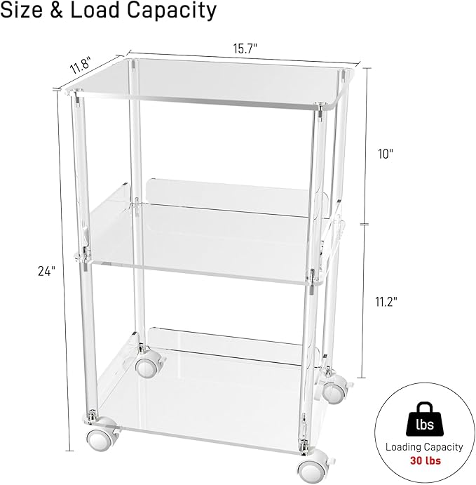 HMYHUM Acrylic Printer Stand, 3 Tier Clear Printer Cart - Image 3