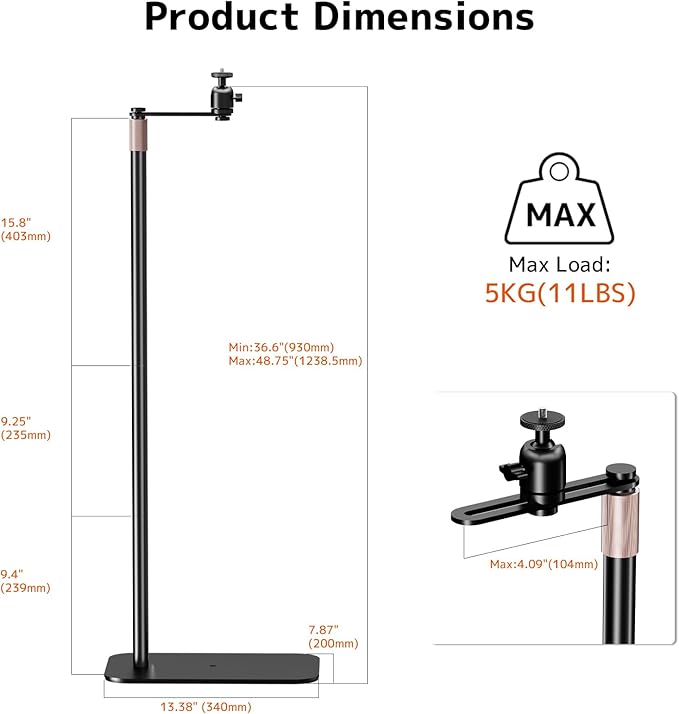 PUTORSEN Universal Projector Stand – Height Adjustable & 360° Rotatable Mount - Image 5