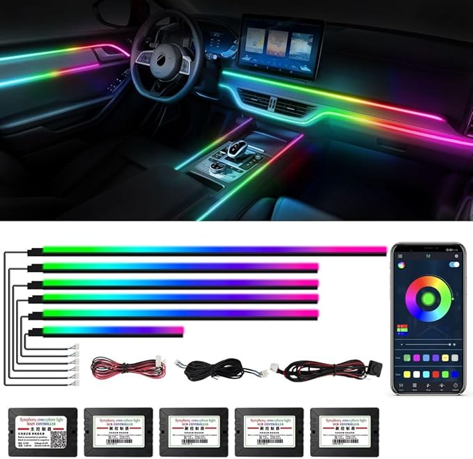 Dreamcolor Acrylic Interior Car Lights, WEBUPAR Car Accessories 6 in 1 Car LED by WEBUPAR