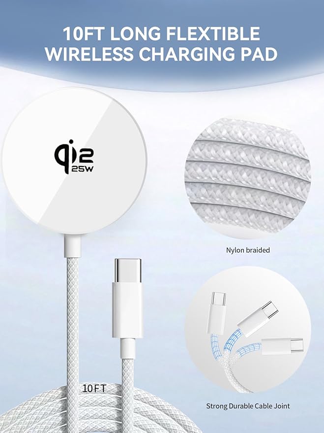 Qi2.2 25W Mag Safe Charger, 10FT iPhone 17 Magnetic Wireless Fast Charger - Image 4
