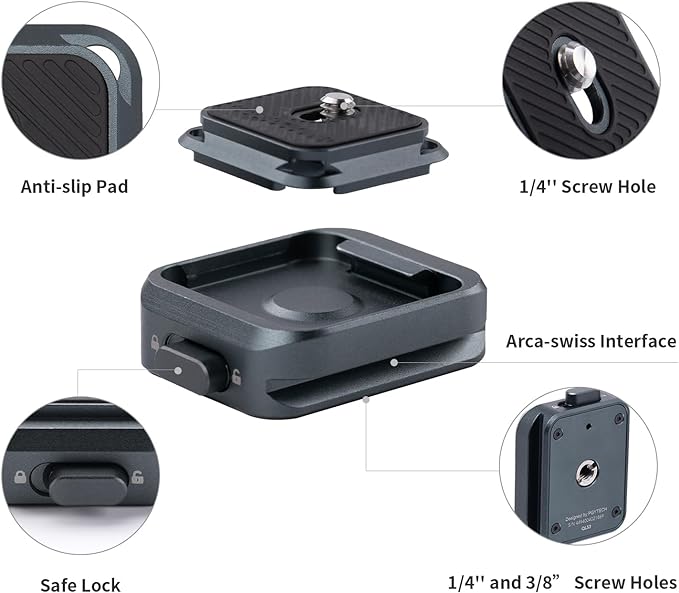 PGYTECH Quick Release Plate +Adapter w/Arca Swiss Clamp Camera Mount - Image 3