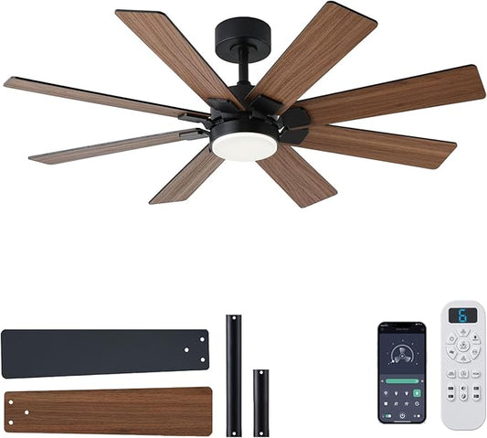 KNUN 48 Inch Ceiling Fans with Lights and Remote/APP Control, Low Profile by KNUN