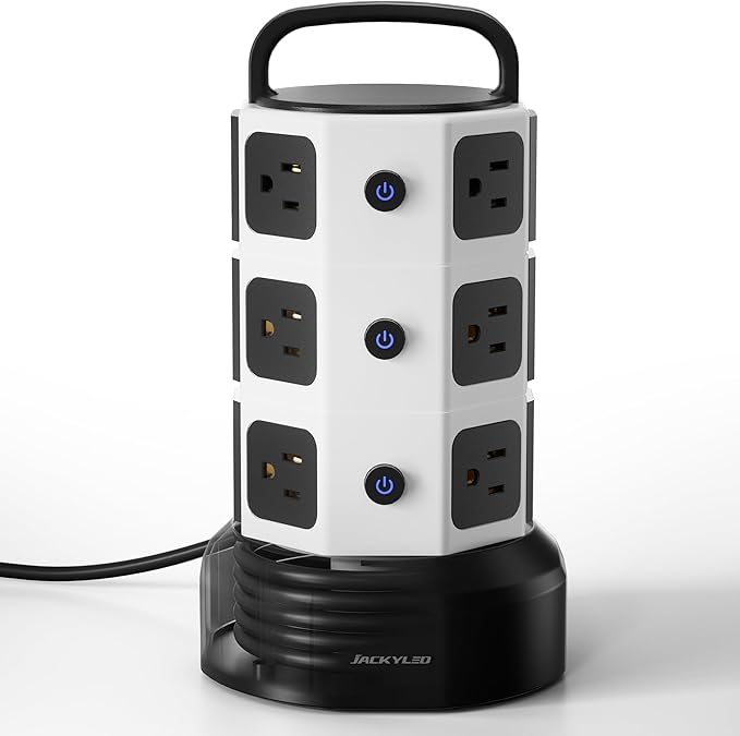 Power Strip Tower Surge Protector, JACKYLED 12 Outlets 6 USB Charging Station - Image 9
