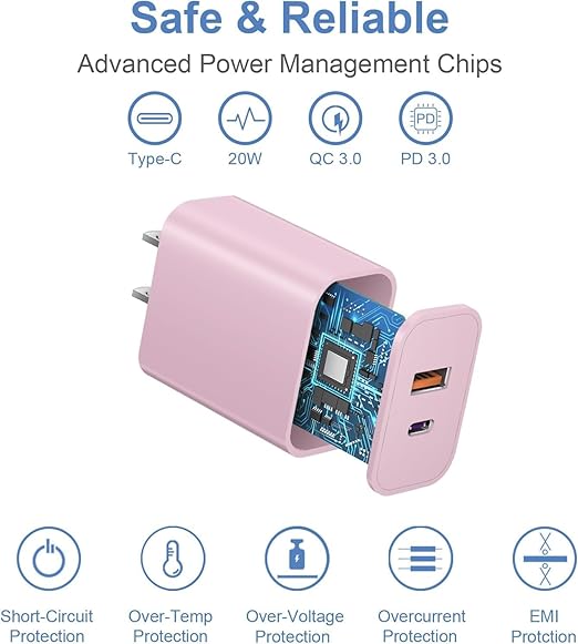 USB C Charger Block, iPhone 16/15 Charger Block 20W Dual Port QC+PD 3.0 Power - Image 3