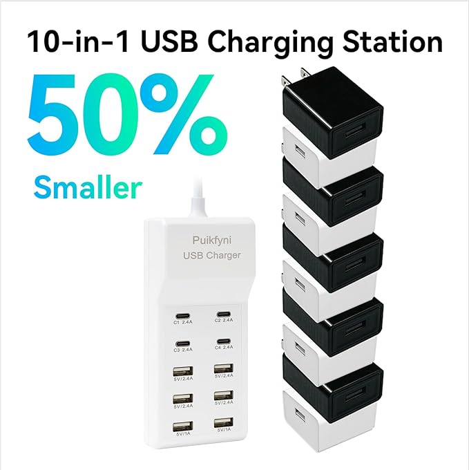 Puikfyni Portable USB C Charging Station, 4 -C- Ports, USB Charging hub - Image 4