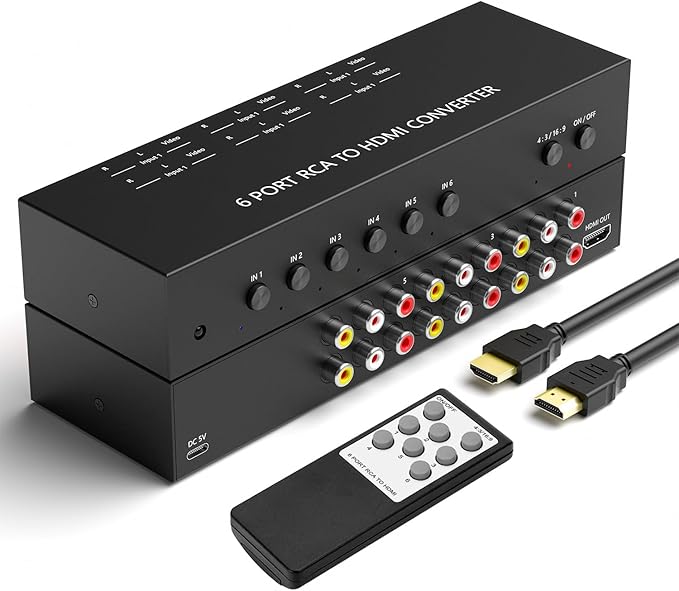 ZUZONG 6 Way RCA to HDMI Converter 1080P/720P RCA Composite CVBS AV Switch to by ZUZONG