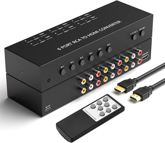 ZUZONG 6 Way RCA to HDMI Converter 1080P/720P RCA Composite CVBS AV Switch to by ZUZONG