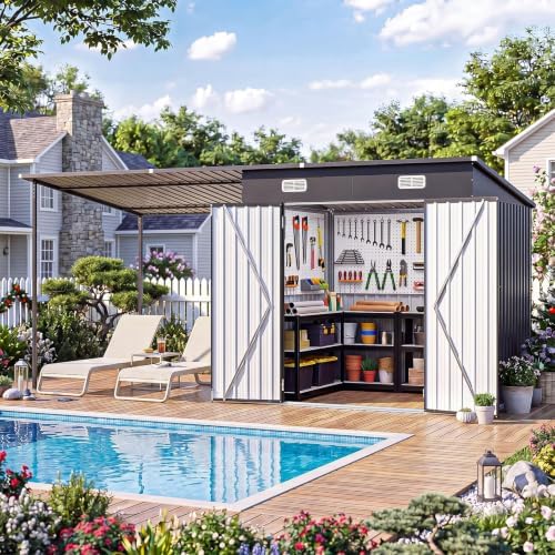 14x6ft outdoor lean to shed & hardtop gazebo, close-up detail