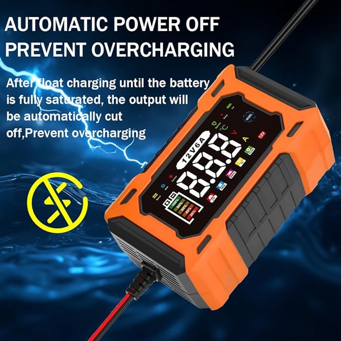 6-Amp 12V Smart Car Battery Charger, Battery Maintainer Trickle Charger - Image 6