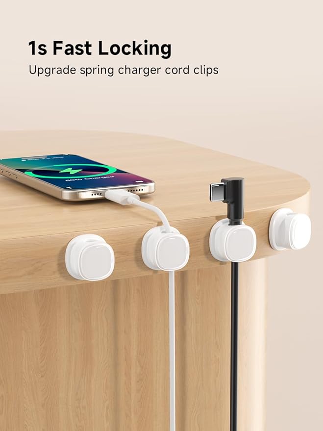 9 Pack Cord Organizer, Spring Cable Management, Adhesive Cute Cable Holder Clips - Image 4