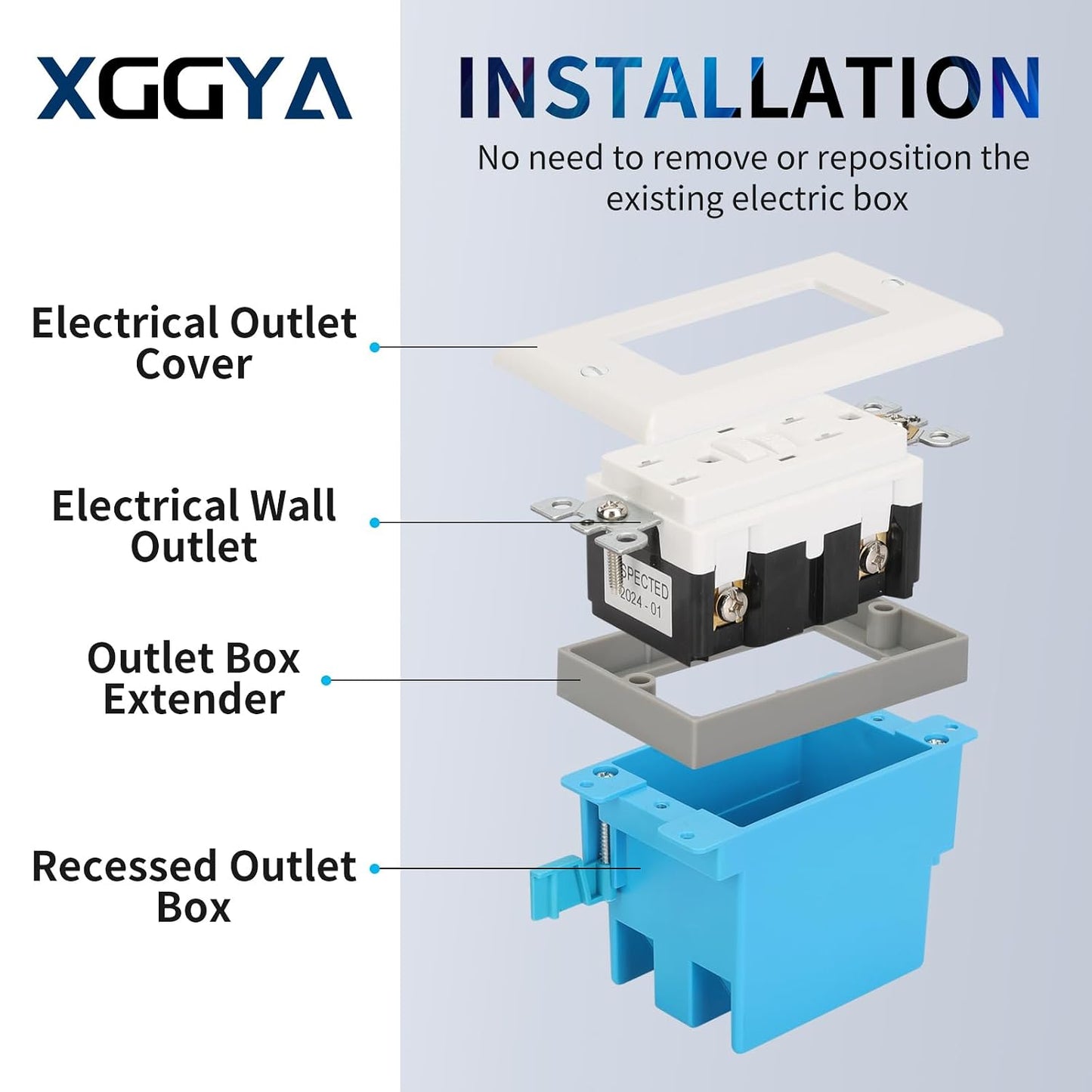 Single Gang Receptacle Outlet Box Extenders 1/2",Gray,Pack of 4 | Electric Outlet Extender Box With 8 screws; Receptacle Extender for Electric Box and Electric Outlet Switches.
