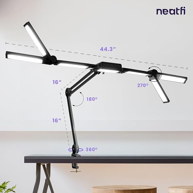 Neatfi 3, 000 Lumens LED Desk Lamp, 360 SMD LEDs, CRI 95, Adjustable Light Modes - Image 4